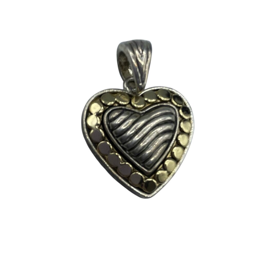 Silver & Gold Tone Heart Pendant Necklace